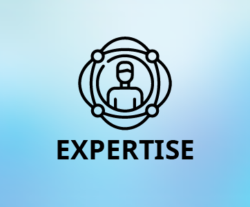 expertise icon and blue background